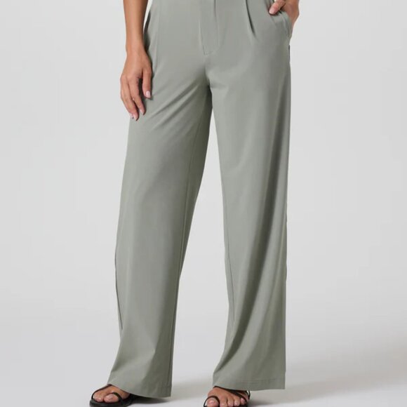 Women's Sage Green Wide-Leg Pants - Picture 2 of 4